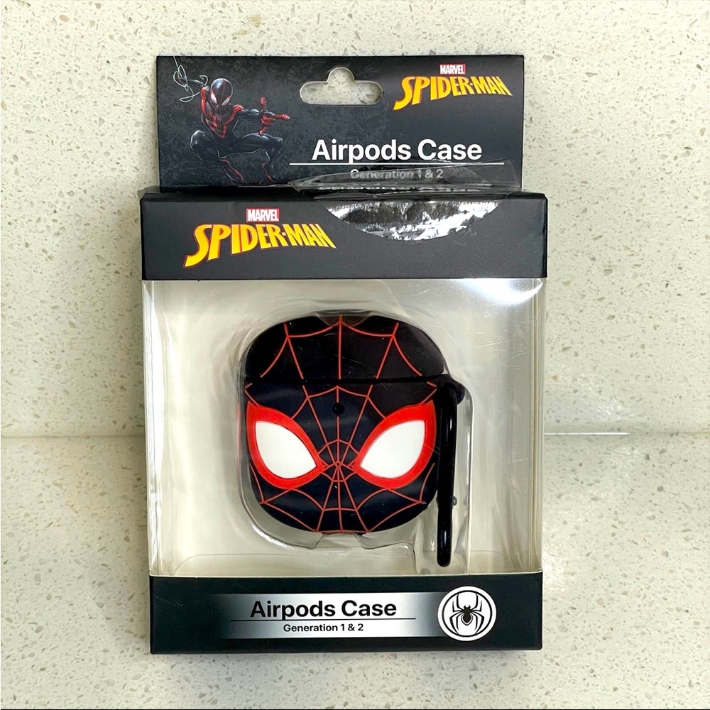 NEW Marvel Spider-Man Miles Morales AirPods Case Gen 1 & 2 Black Silicone Cover